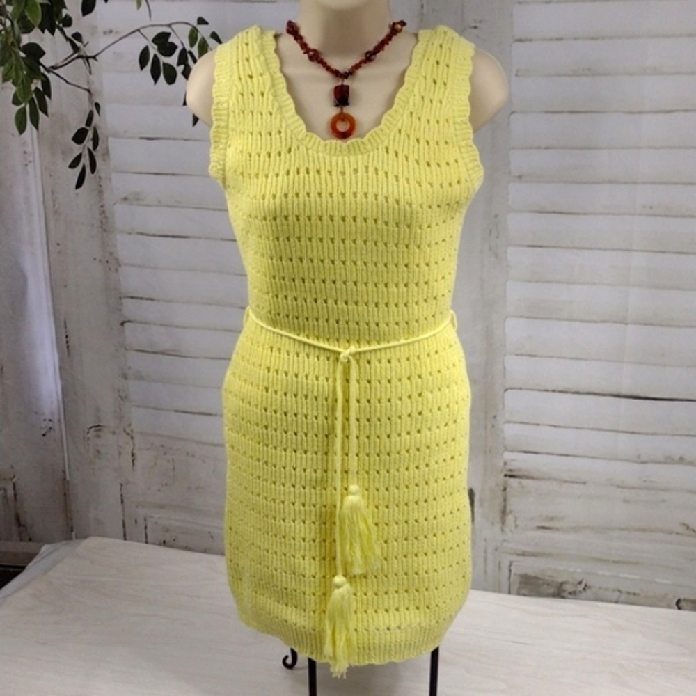Lina Yellow Knit Sleeveless Dress Size S